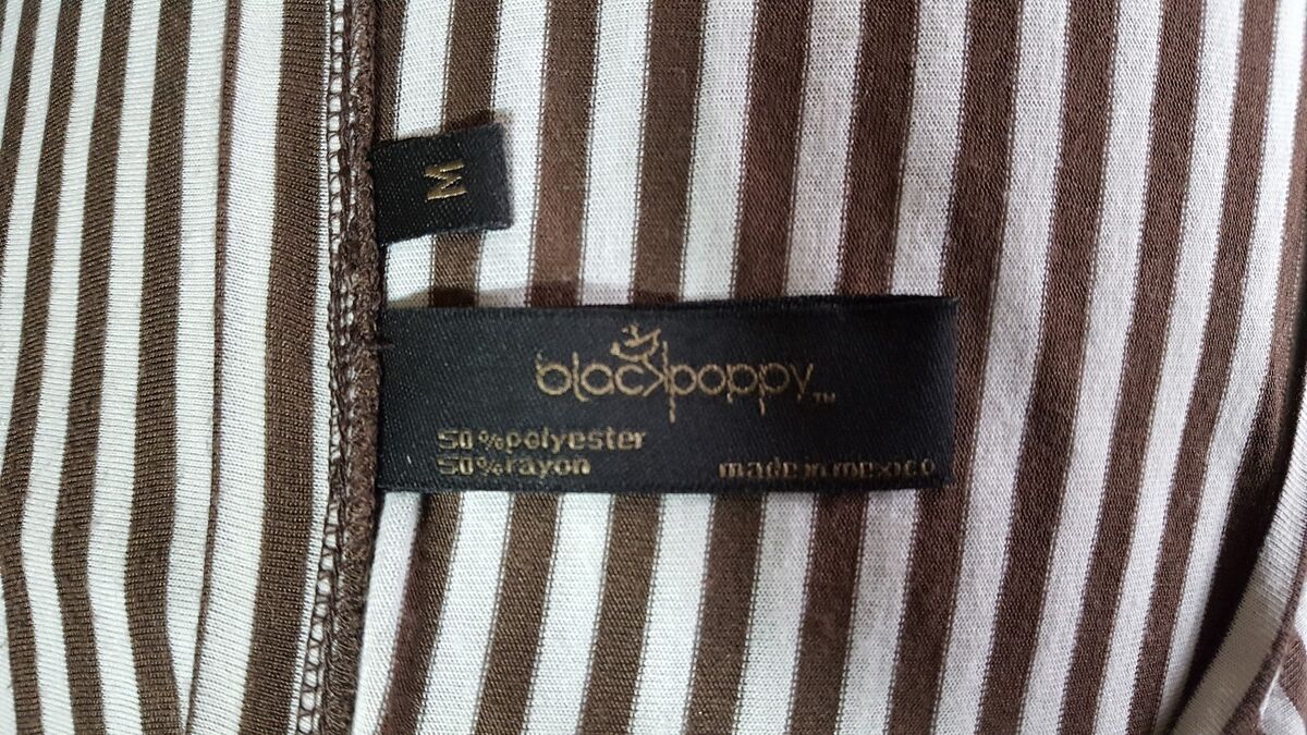 Womens sz M Black Poppy Brown Stripe Tunic Shirt top 318-s22 Womens sz M Black Poppy Brown Stripe Tunic Shirt top 318-s22