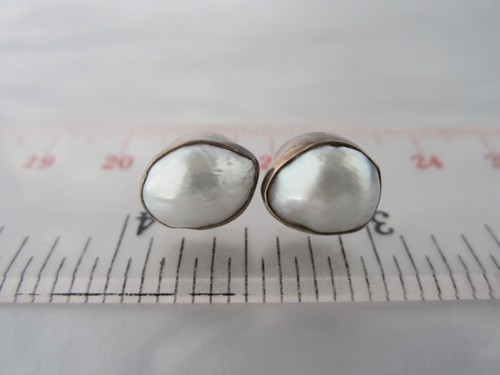 ALTER VINTAGE MASSIV STERLINGSILBER ECHTE NATÜRLICHE WEISSE PERLE BRAUT OHRSTECKER - Bild 9 von 10