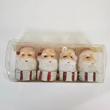 Vintage 90s Small 2" Santa Head Candles New Global Industries
