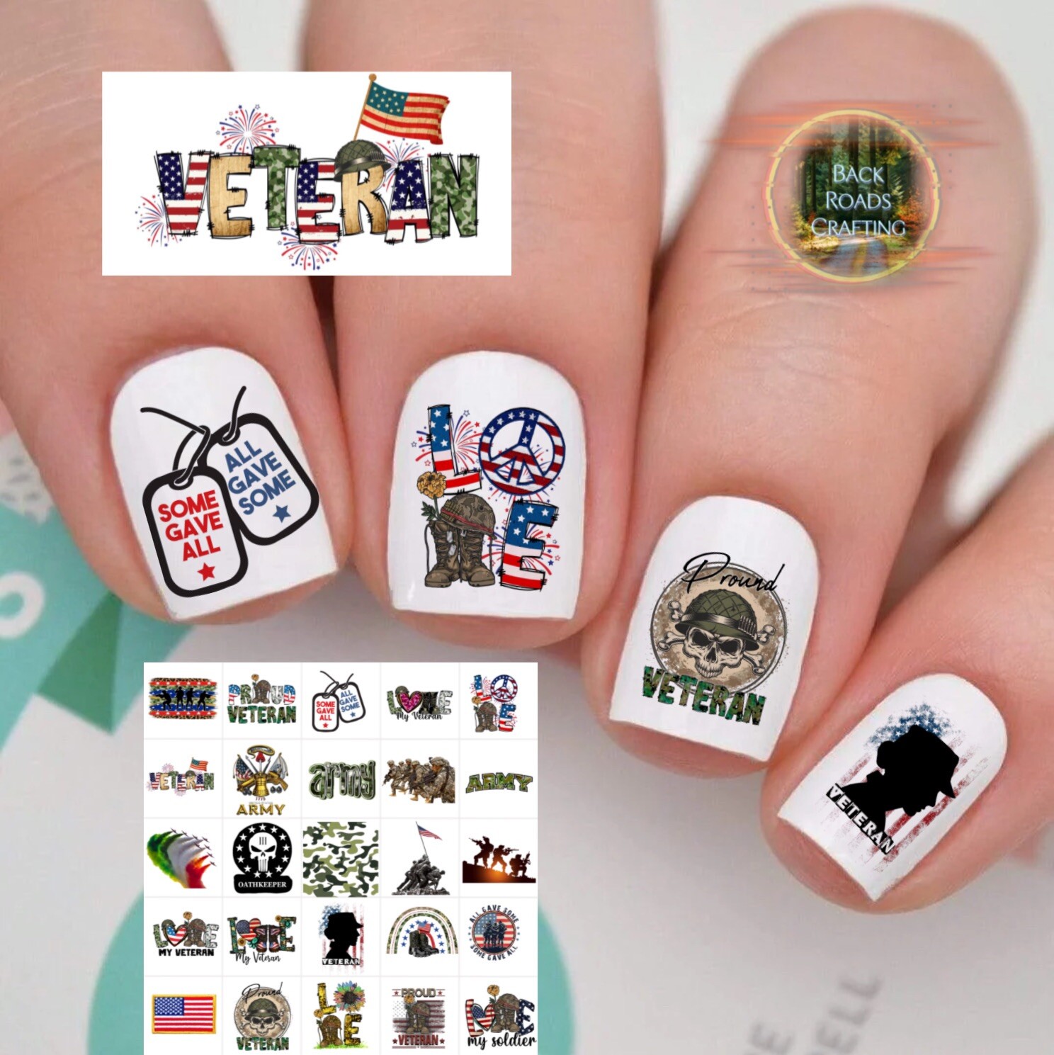 Military Veteran Waterslide Nail Art Decals Set Of 50  Instructions & Bonus
