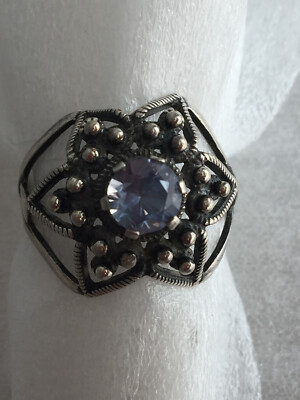 Rings Russian Soviet Silver 875 star Topaz (laborat glass) Kostroma vintage USSR