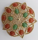 Vintage Sarah Coventry Brooch Pin ACAPULCO Red Green Gold Costume Jewelry 1960