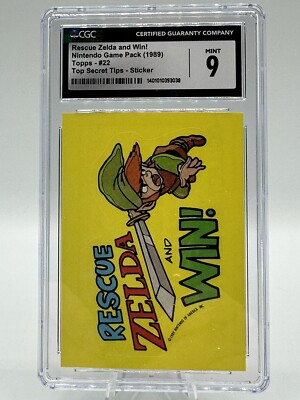 1989 Topps Nintendo Game Pack Secret Tips Sticker #22 Rescue Zelda And Win!  CGC9