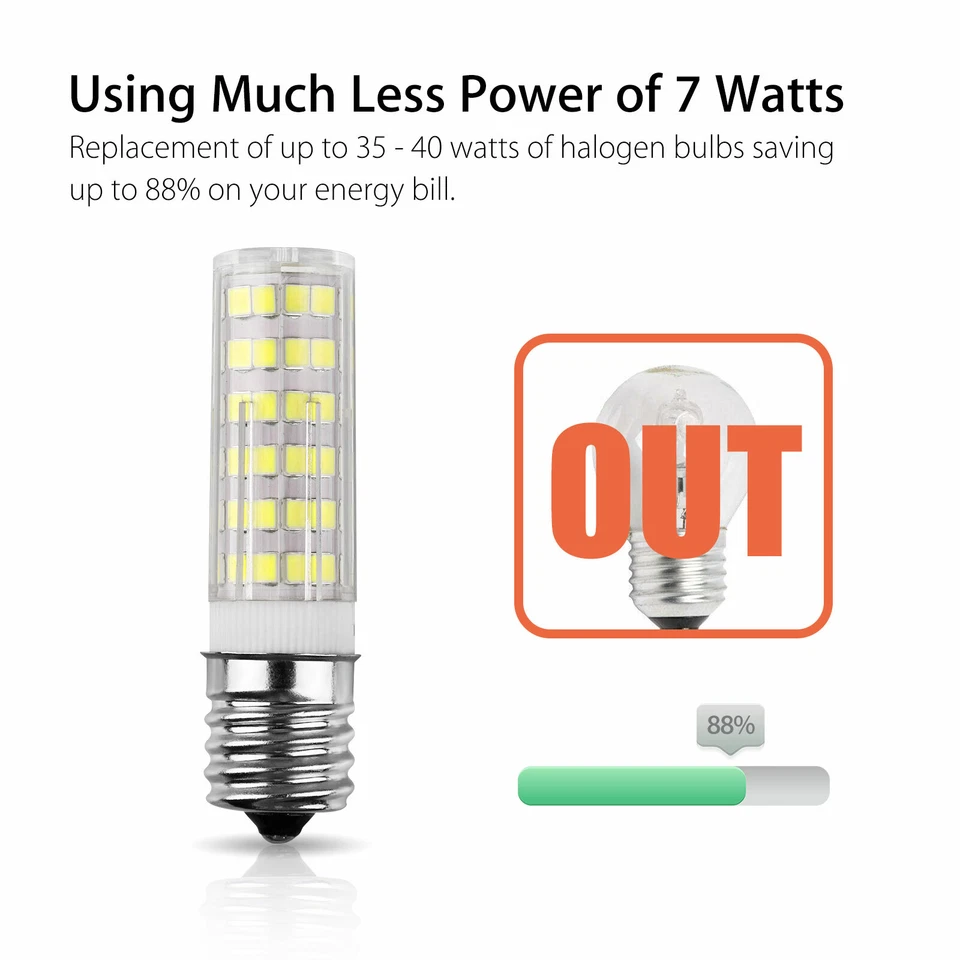 5PCS E17 LED Bulb Microwave Oven Light Dimmable 7W 6000K Super Bright Lamp Bulbs - Image 3 of 4