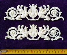 PAIR FRENCH ANTIQUE EMPIRE STYLE WHITE RESIN WALL DOOR MOULDING DECORATION