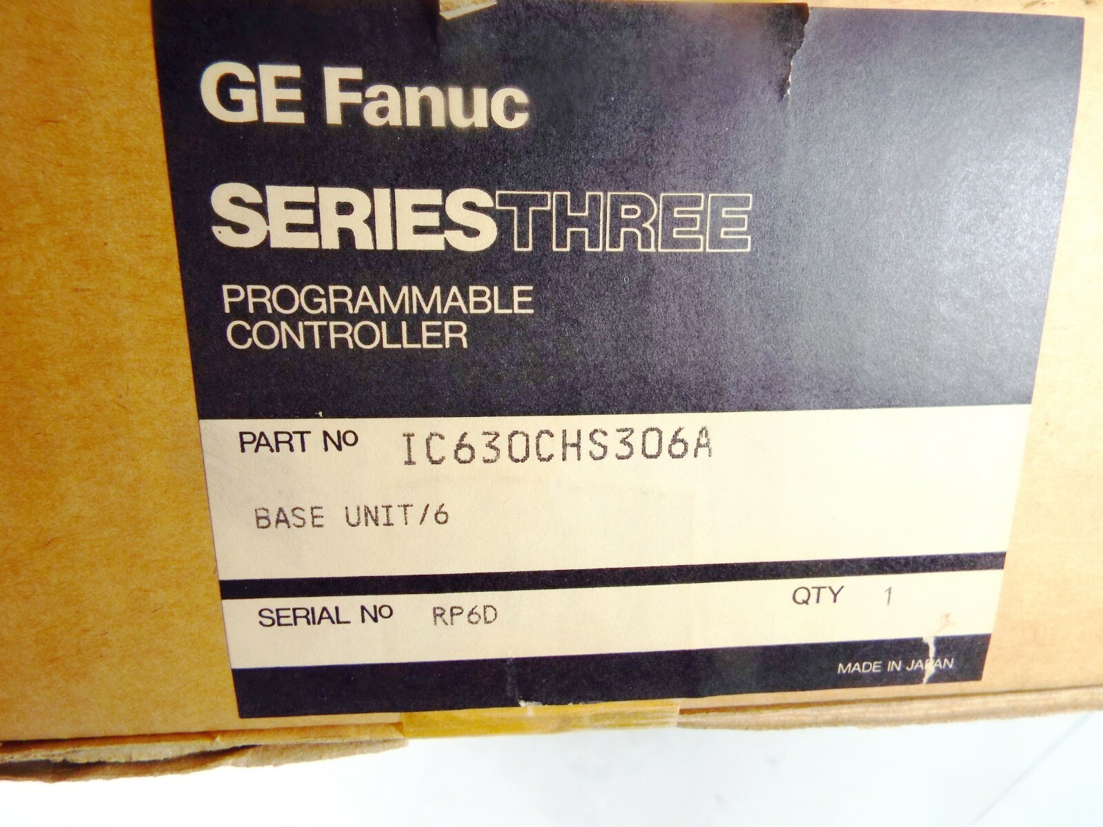GE FANUC IC630CHS306A PROGRAMMABLE CONTROLLER 6 SLOT RACK SERIES 3