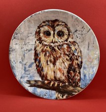 Pier 1 Imports 8.75? Ironstone Owl Plate Textured Script Postcard
