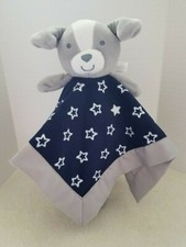 Carters Child of Mine Puppy Dog Lovey Gray Navy Stars Security Blanket Rattles