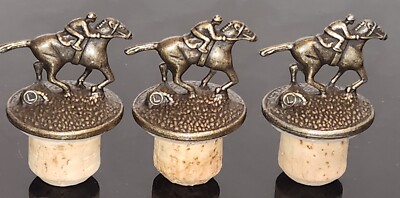 3 Blanton s Bourbon Whiskey Cork Bottle Stopper w/Race Horse & Jockey Letter  L 
