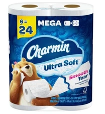 Charmin Ultra Soft Toilet Paper 6 Mega Rolls, 224 Sheets Per Roll, 1.5 pounds, F