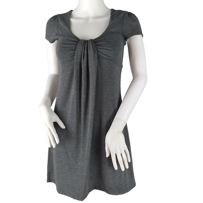FRENCH ATMOSPHERE Womens Mini Dress Size Small Gray Jersey Cap Sleeves  Cutout | eBay