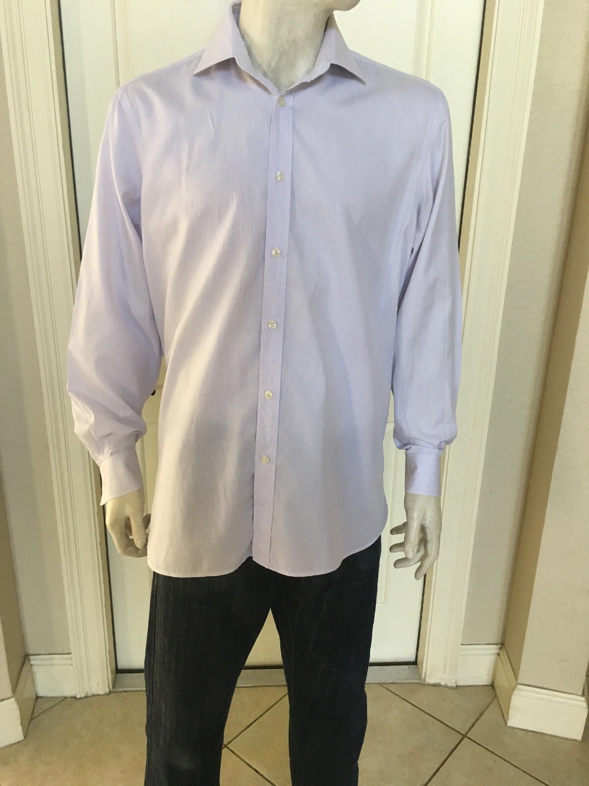 BURBERRY LONDON Lavender Pinstripe Dress Shirt Size 16 1 2–42
