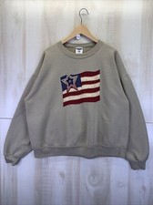 Vintage Jerzees USA Made American Flag Embroidered Womens Brown Sweatshirt-XL-
