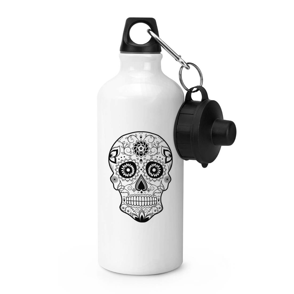 Black Sugar Skull Sports Drinks Water Bottle - Candy Skull