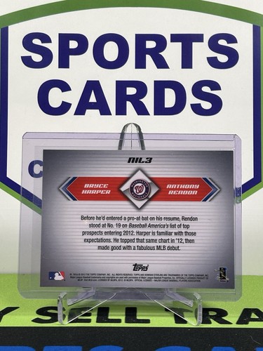 Bryce Harper/Anthony Rendon 2012 Bowman Sterling Baseball “Next In Line” RC - Picture 2 of 2