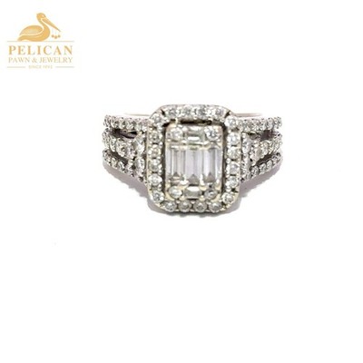 14K WHITE GOLD MIXED-CUT DIAMOND ENGAGEMENT RING 1.01CTW (roe) (PDS037591)