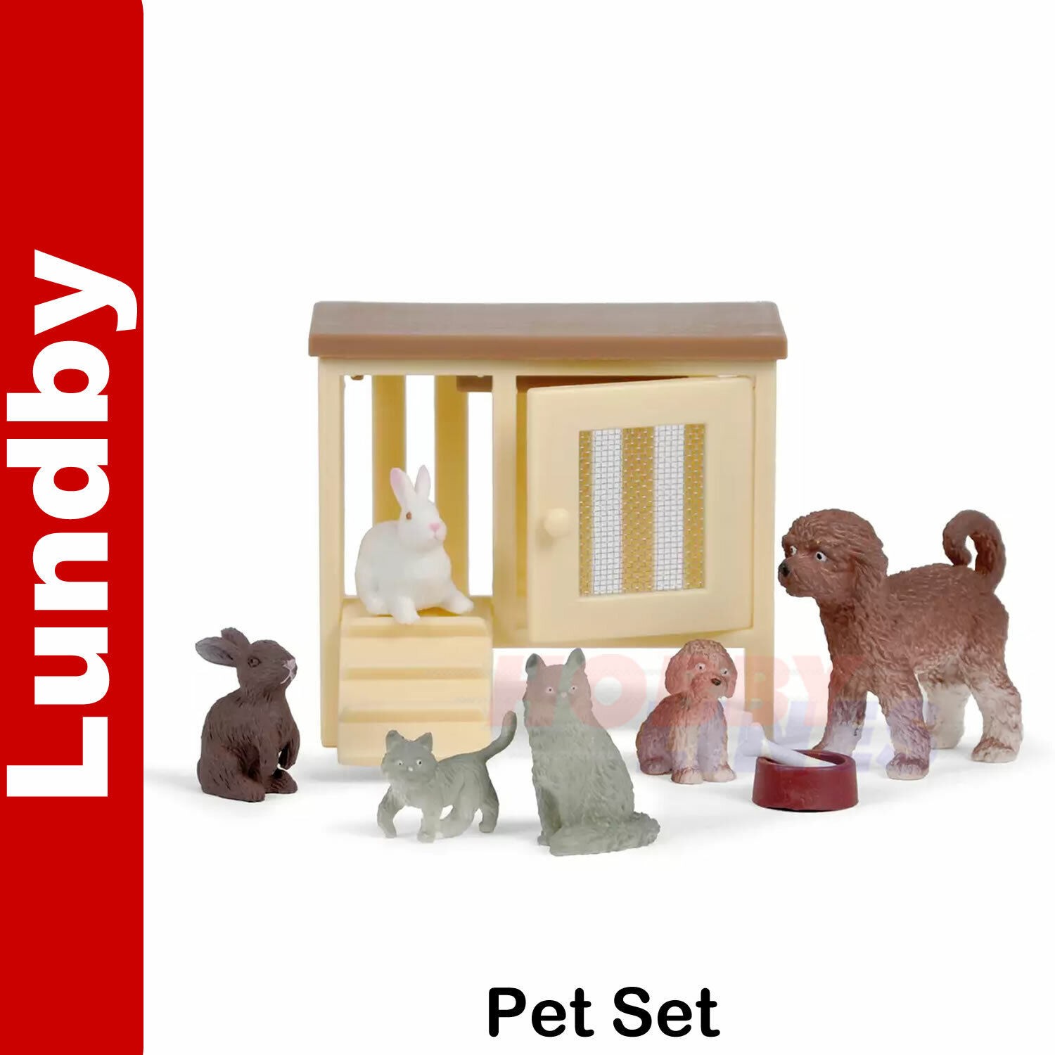 Lundby PET SET Cat Dogs Rabbits Hutch Dolls House 1:18th scale Sweden