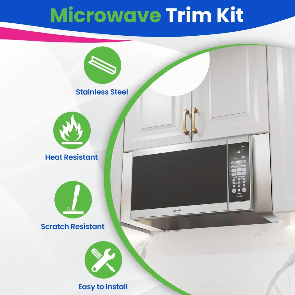 Microwave Filler Kit 2.95”W Stainless Steel Microwave Trim Kit Replaces Whirl... Foto 3 de 4