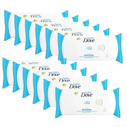 Dove Baby Wipes, Rich Moisture, Gentle As Water, 50 Wipes (12 pack)