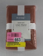 RE/FINE Jeffen Linen/Cotton Blend 2 Piece Pillow Sham Set – Rust – King