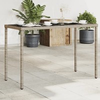 Gartentisch Poly Rattan Mit Glasplatte Grau 115X54X74 Cm Rechteckig