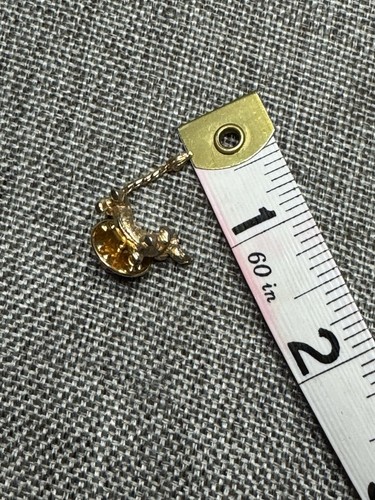 Vintage Dackel Hund Brosche Anstecknadel goldfarben strukturiert Seil Schwanz beweglich gebraucht 1" - Bild 6 von 6