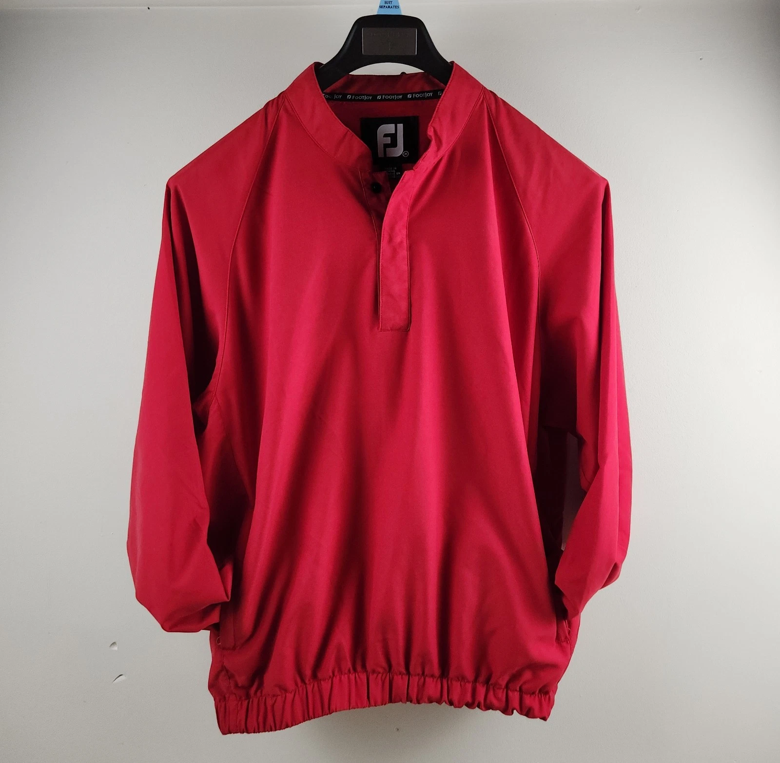 Footjoy Windbreaker Mens Medium Red Long Sleeve Pullover 1/4 Zip Solid Pockets