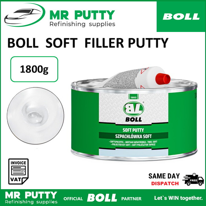 BOLL Soft Putty 1.8kg Light Grey Polyester Body Filler KIT + Hardener Repair