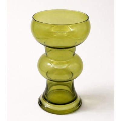 Vintage Riihimaki Kielo Vase Tamara Aladin grün skandinavisches Kunstglas 20 cm