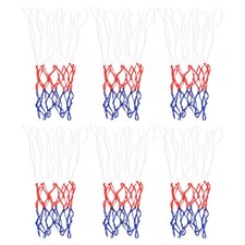 6Pcs 8 Loops PP Mini Basketball Hoop Net Replacement Rim Nets, White Red Blue