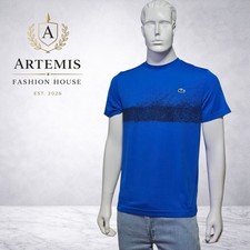 Lacoste x Novak Djokovic Men's Regular Fit Blue Brethable Sport Tee Size Medium