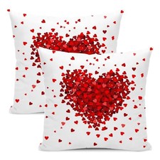 Valentines Pillow Covers 18x18 Inch Set 18" x 18" Pack of 2 Red Pink Heart