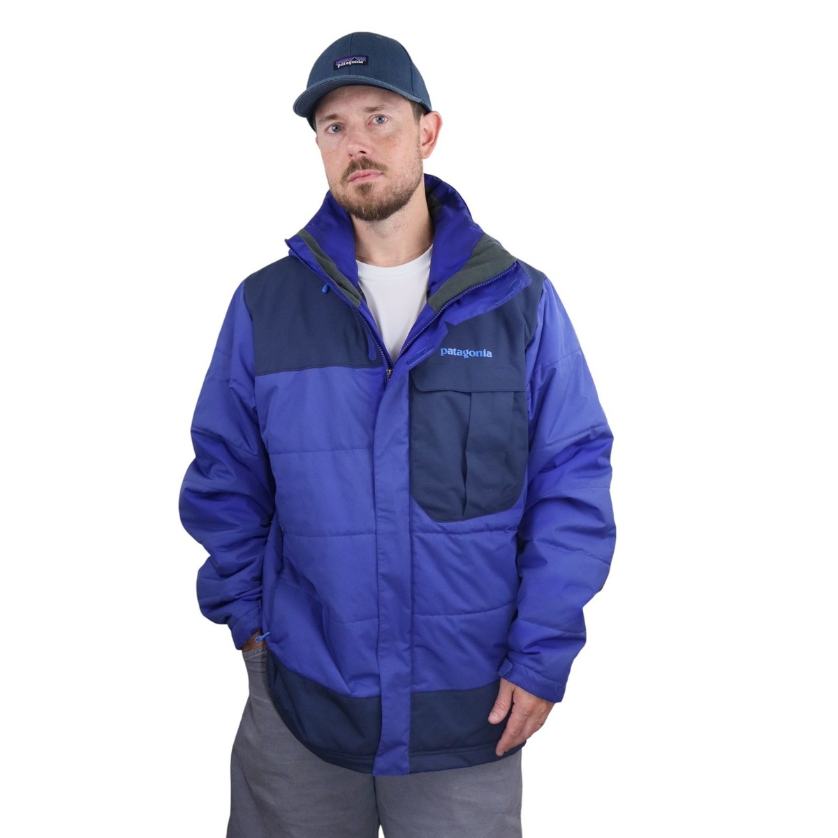 Patagonia Rubicon Rider Ski Jacket Mens L/XL Blue Insulated