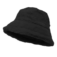 Winter Fluffy Plush Bucket Hat Cozy Faux Fur Wide Brim Adjustable Size for Wo...