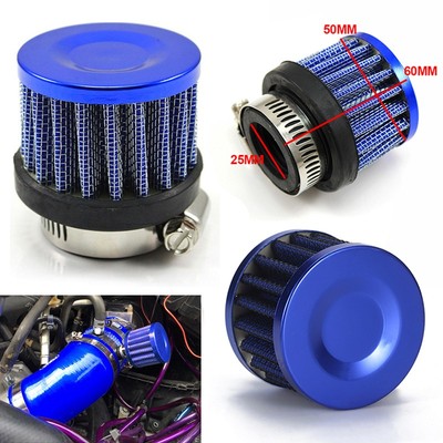 25mm Auto Luftfilter Motorrad Aufnahme High Flow Vent Blau Vliesstoff+Metall