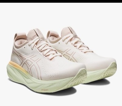 ASICS GEL-Nimbus Knit Running Shoes Beige Light Green Breathable Cushioned