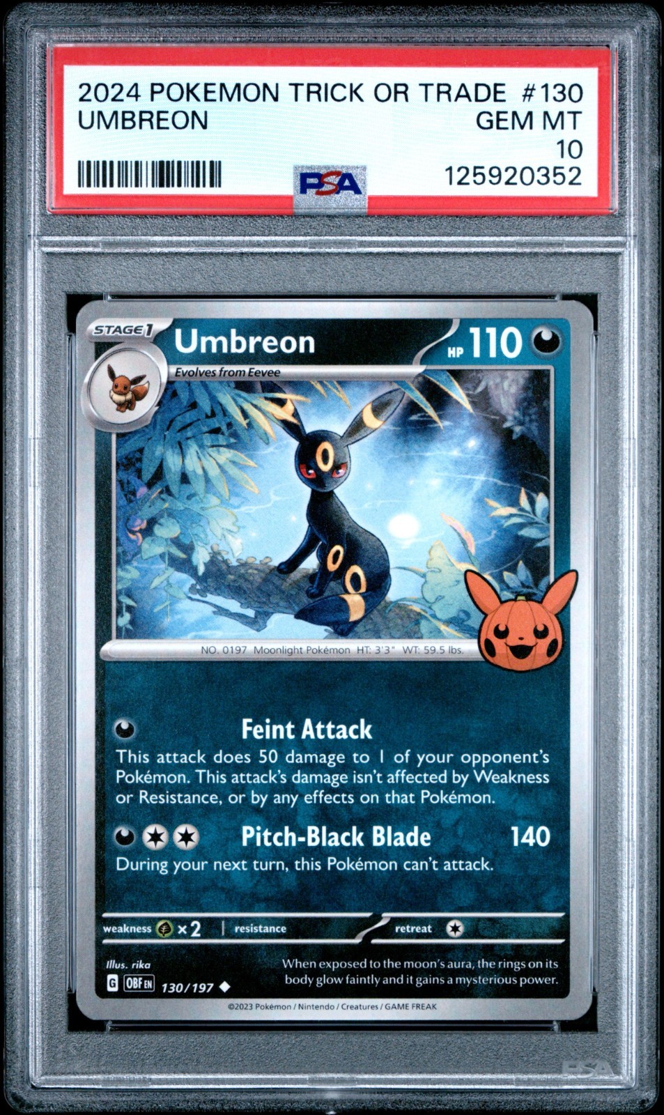 2024 Pokemon Trick Or Trade Umbreon 130 PSA 10 Gem Mint