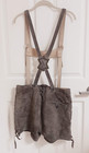 Lederhosen Men US Sz 32  Leather Suspenders Shorts Oktoberfest Outfit Gray Green — photo 8