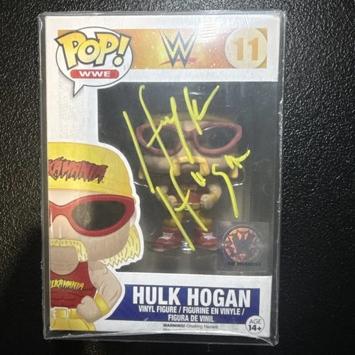 Hulk Hogan Signed Funko Pop #11 W/ COA Vaulted Big WWE Sticker *RARE* WWF WCW