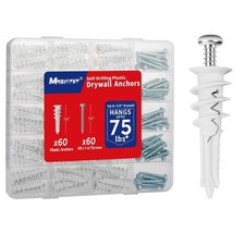 Self Drilling Drywall Anchors with Screws Kit 120 Pcs, No Pre Drill Required, He