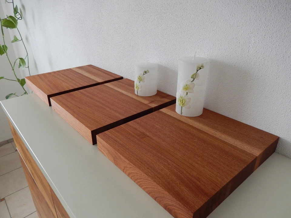 3x Wandboard Mahagoni Massiv Holz Board Regal Steckboard Regalbrett NEU a. Maß - Bild 1 von 1