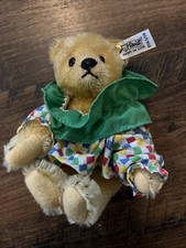Vintage Steiff Jester Clown Bear 0163/19 Mohair Hangtag Button Tag 7 1/2 Tags