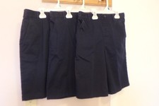 Lot of 3 French Toast Boys Uniform Pull-On Twill Shorts, Navy, Size 14