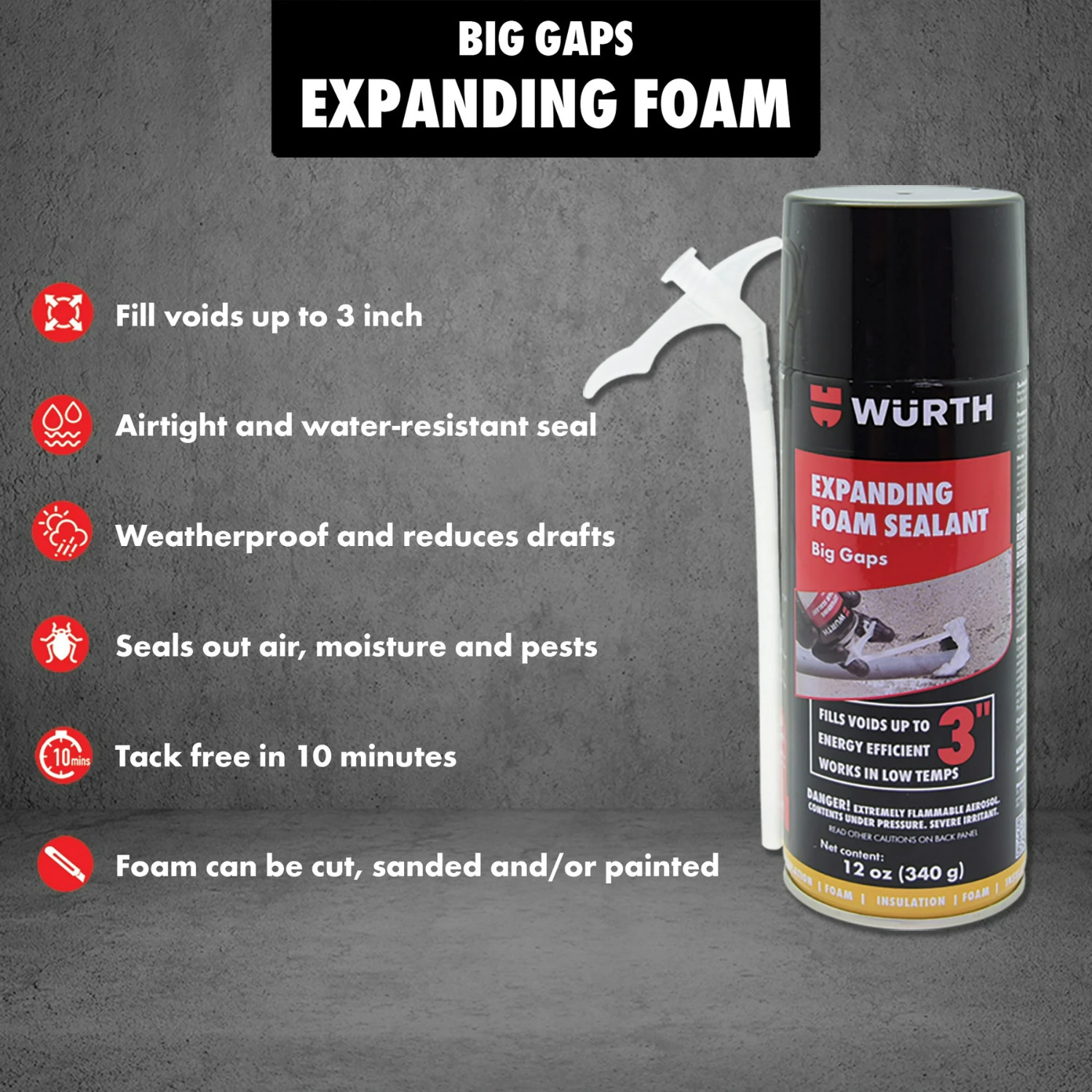 (2 Pack) Big Gaps Expanding Insulating Spray Foam Sealant, up to 3-in, 12oz Can