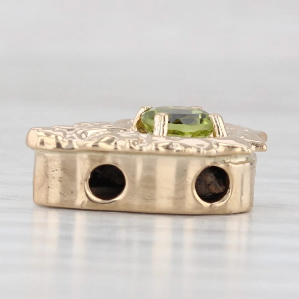 Old Victorian 0.50ct Peridot Slide Bracelet Charm 14k Yellow Gold Vintage - Image 3 of 4