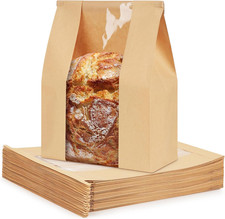 50 Pack Paper Bread Bags for Sourdough, Large Bread Bags with Tabs for Homemade