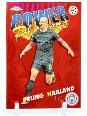 2025-26 ERLING HAALAND Topps Chrome UEFA Power Players Red Refractor 1/5 SSP 🔥