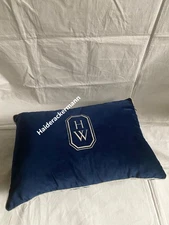 Harry Winston limited blue velvet cushion pillow embroidered with gold logo