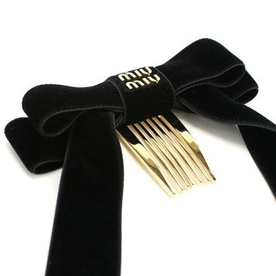 MIU MIU Velvet Ribbon Hair Clip 5IF207 068 F0002 Women's Black | eBay