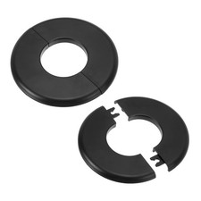 2Pcs Wall Split Flange Escutcheon Plate Buckle Pipe Cover 1.73"/44mm, Black